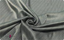 Load image into Gallery viewer, Printed  Silky Satin Stretch - 1mm/2mm Straight (in Length) Lines - Black and White
