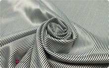 Load image into Gallery viewer, Printed  Silky Satin Stretch - 1mm/2mm Straight (in Length) Lines - Black and White
