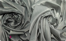 Load image into Gallery viewer, Printed  Silky Satin Stretch - 1mm/2mm Straight (in Length) Lines - Black and White
