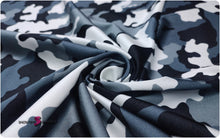 Load image into Gallery viewer, Grey Camouflage Printed Nylon Spandex Fabric
