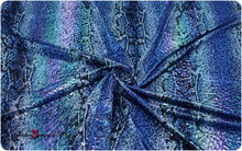 Load image into Gallery viewer, Printed Polyester Spandex Fabric - Wet Looking Python Skin - Iridescent - Medium Weight
