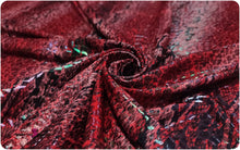 Load image into Gallery viewer, Printed Polyester Spandex Fabric - Wet Looking Python Skin - Iridescent - Medium Weight
