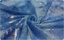 Load image into Gallery viewer, Tie Dye Organdy with Silver Lines Fabric - Lightweight - Semi Transparent
