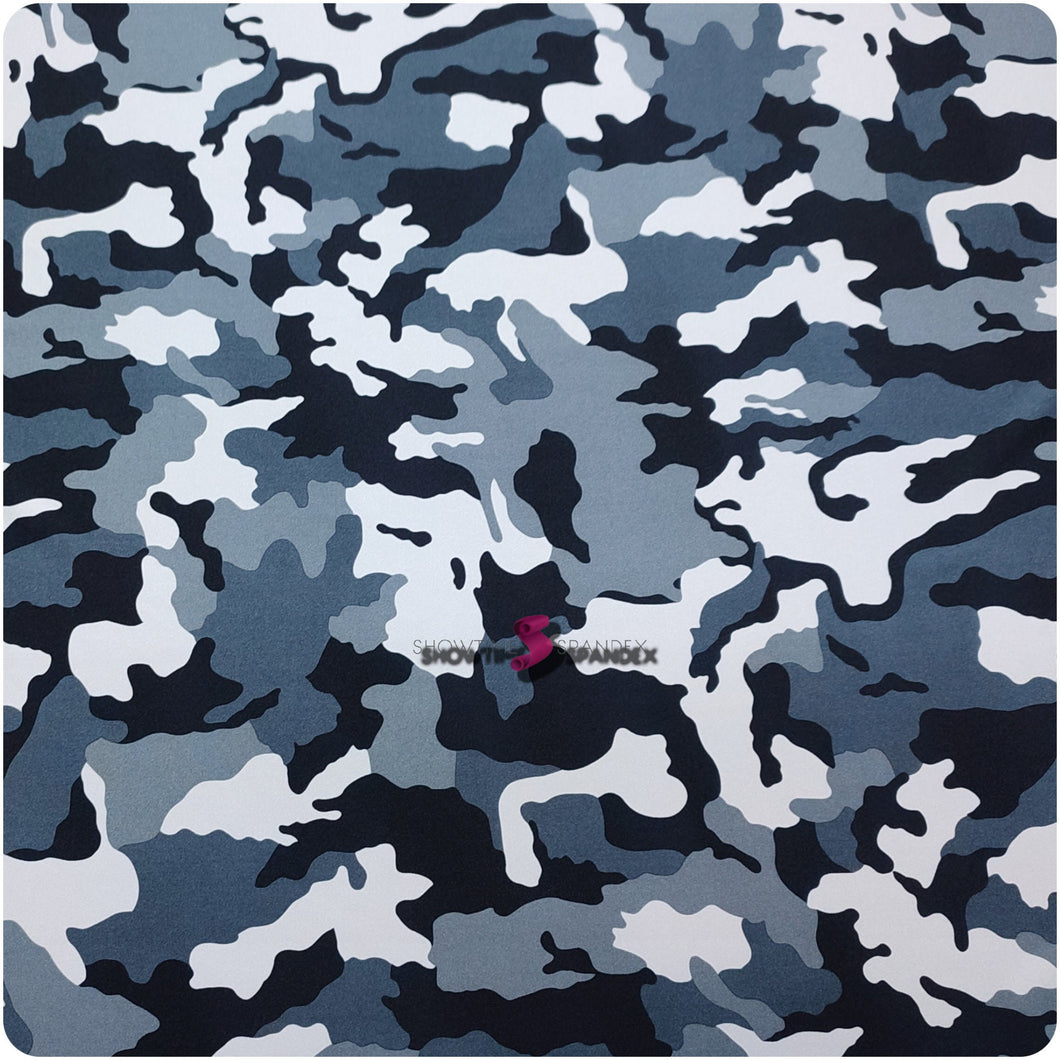 Grey Camouflage Printed Nylon Spandex Fabric