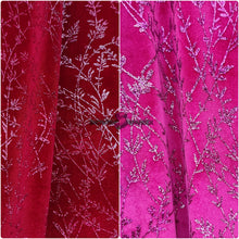 Load image into Gallery viewer, Glitter Printed Velvet Fabric - 4-way Stretch - Pinks
