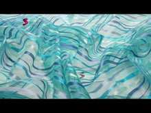 Load and play video in Gallery viewer, Luxury Printed Organza Fabric - Waved Lines - Feather Light
