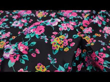 Load and play video in Gallery viewer, Bright Flowers Print Nylon Spandex Fabric - Four-way Stretch
