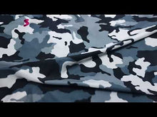 Load and play video in Gallery viewer, Grey Camouflage Printed Nylon Spandex Fabric
